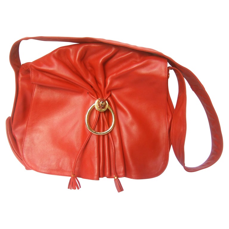 Red Leather Tiger Shoulder Bag 1980s  