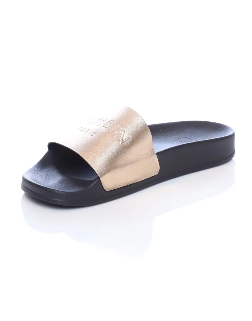 Golden leather Calypso flat slippers - Balmain casual slippers