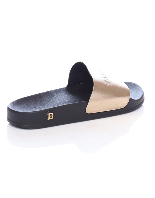 Golden leather Calypso flat slippers