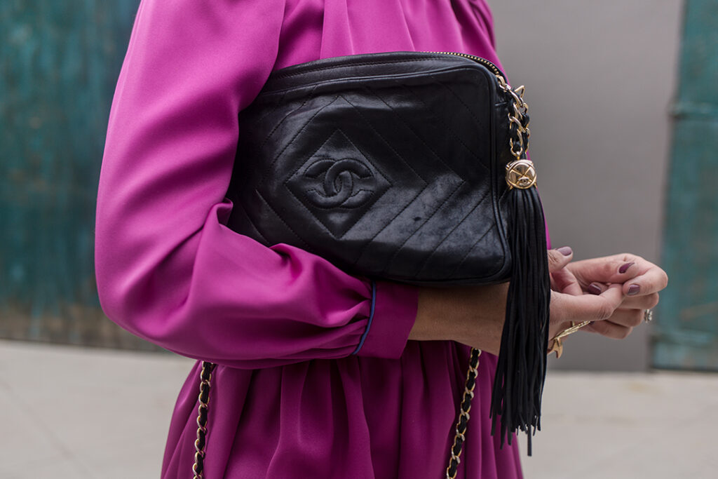 pink vintage chanel bag black